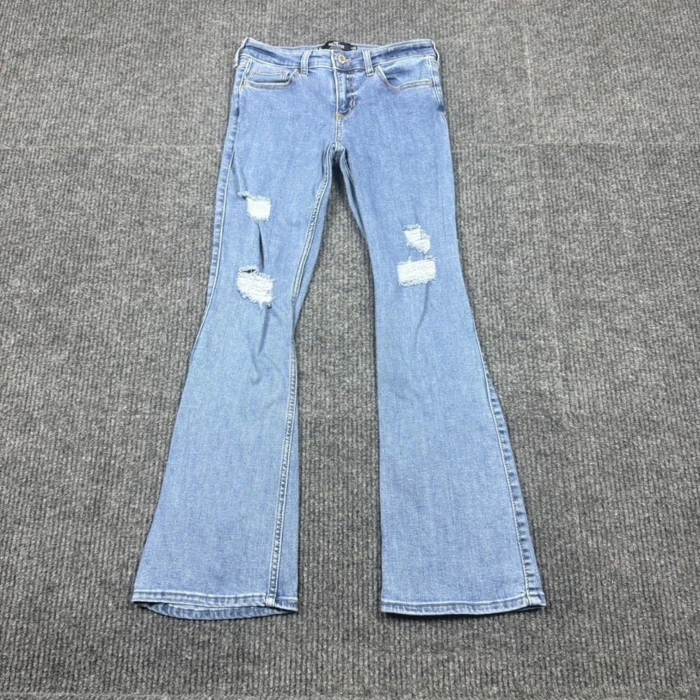 Hollister Low Rise Bootcut Distressed Jeans Light Wash Blue Size 1S W25 L29